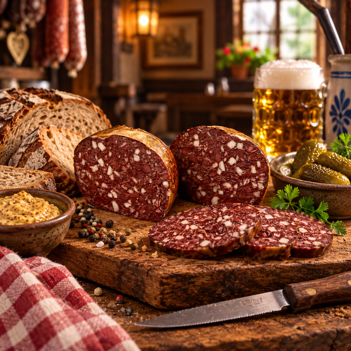 Hausmacher Blutwurst in der Blase