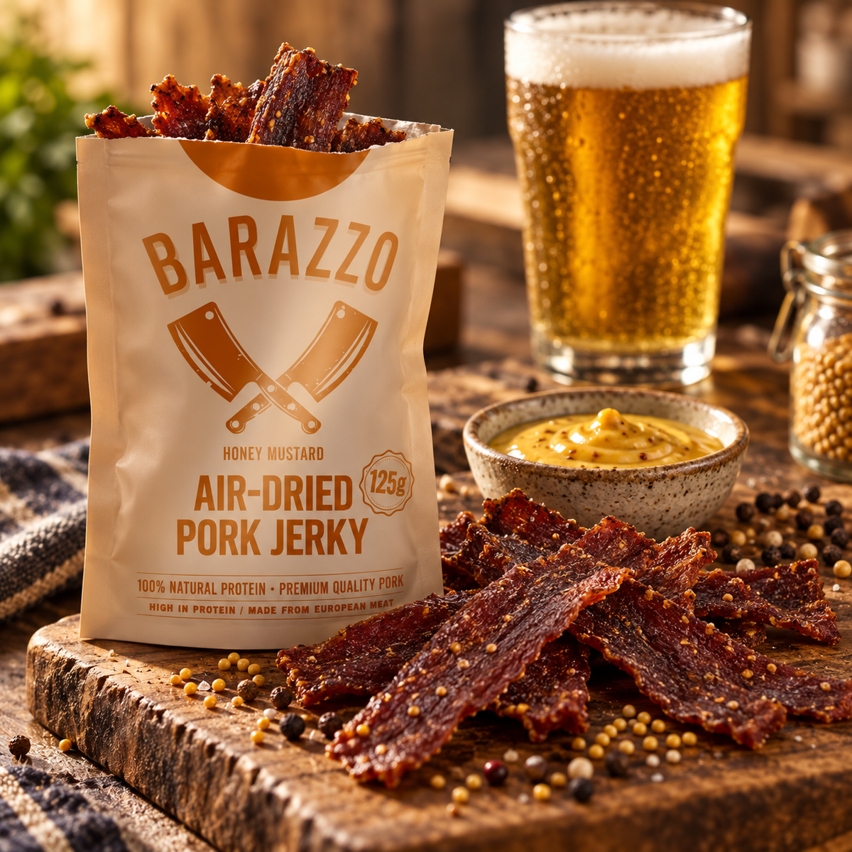 Barazzo Pork Jerky Honey Mustard 1 kg (8x125g)