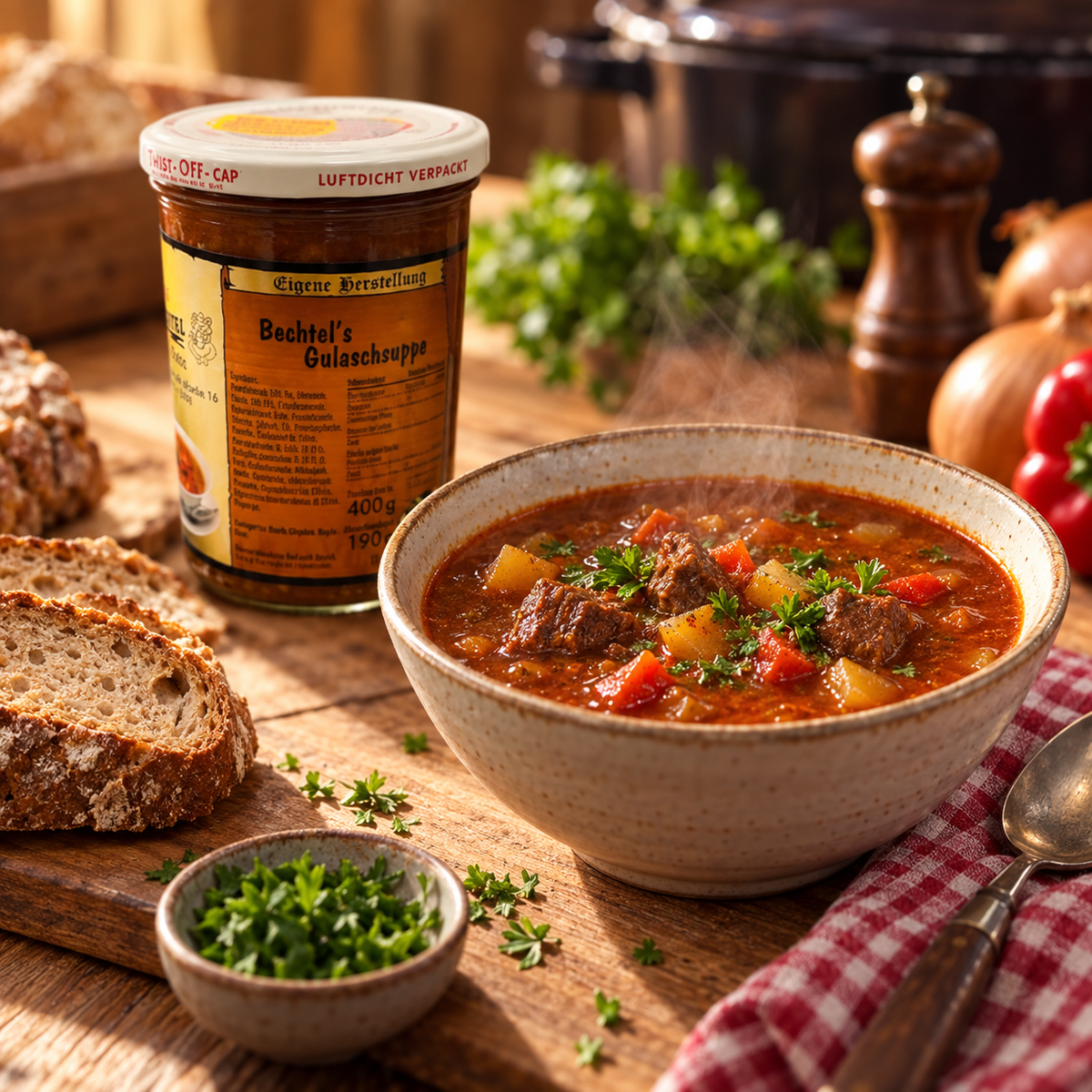 Gulaschsuppe im Glas