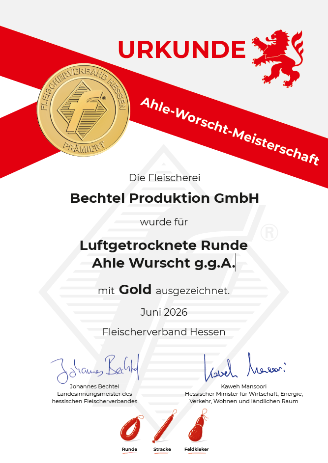 Luftgetrocknete - Nordhessische Ahle Wurscht g.g.A.