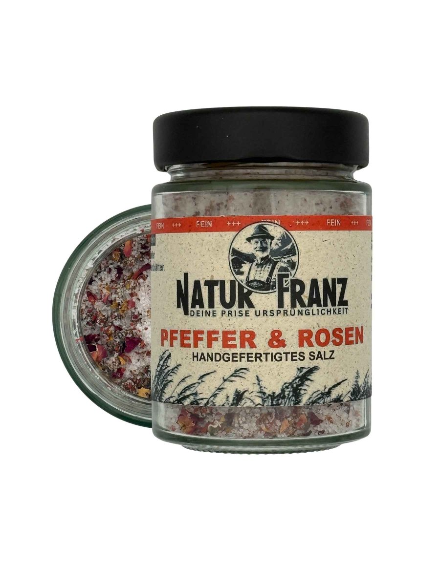 Pfeffer & Rosen - mit feinem Salz (160g im Glas)