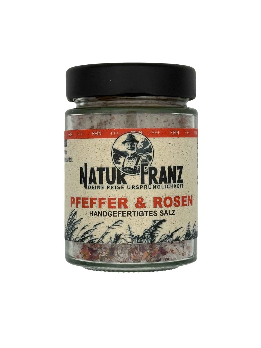 Pfeffer & Rosen - mit feinem Salz (160g im Glas)