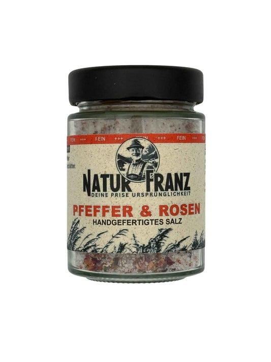 Pfeffer & Rosen - mit feinem Salz (160g im Glas)