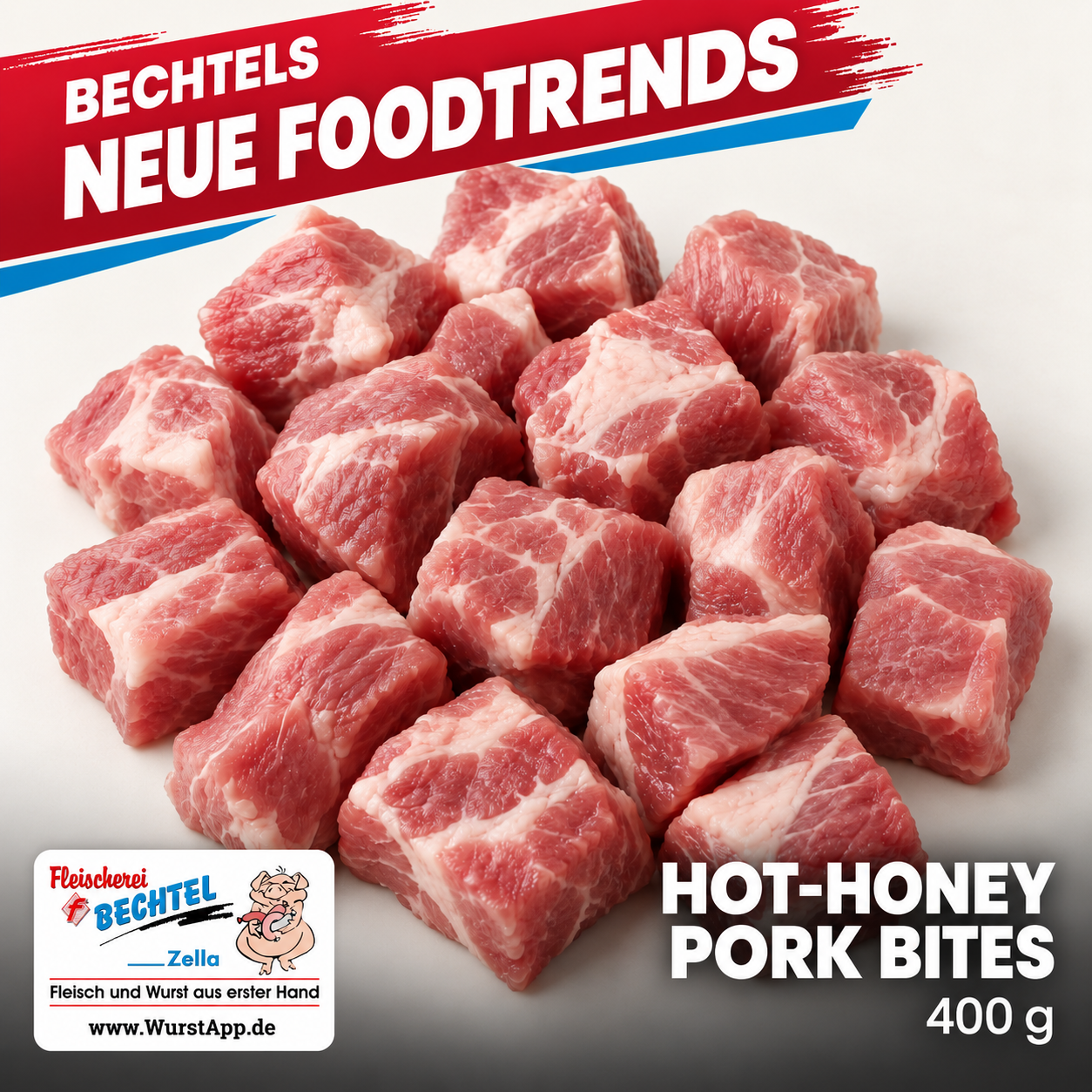 Hot-Honey Pork Bites – Schweinenacken – 2x400 g